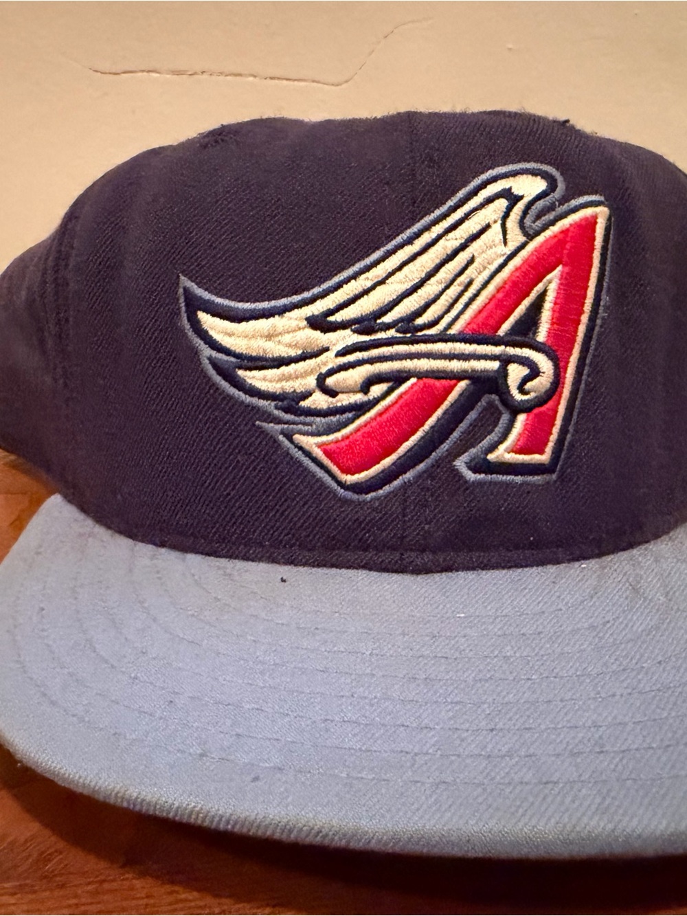 Anaheim LA California Angels Navy Light Blue Baseball Cap with Red Winged A Logo